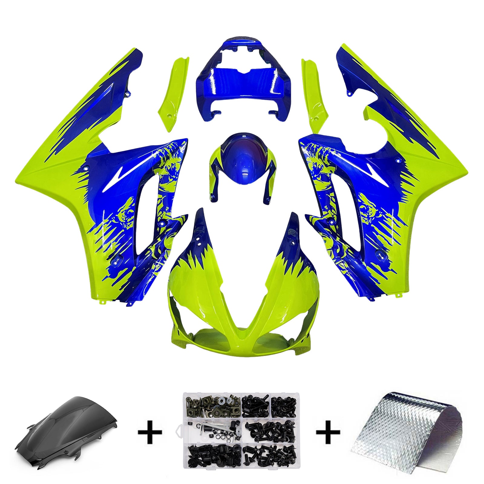 Amotopart 2009-2012 Triumph Daytona 675 Blue Yellow Green Fairing Kit