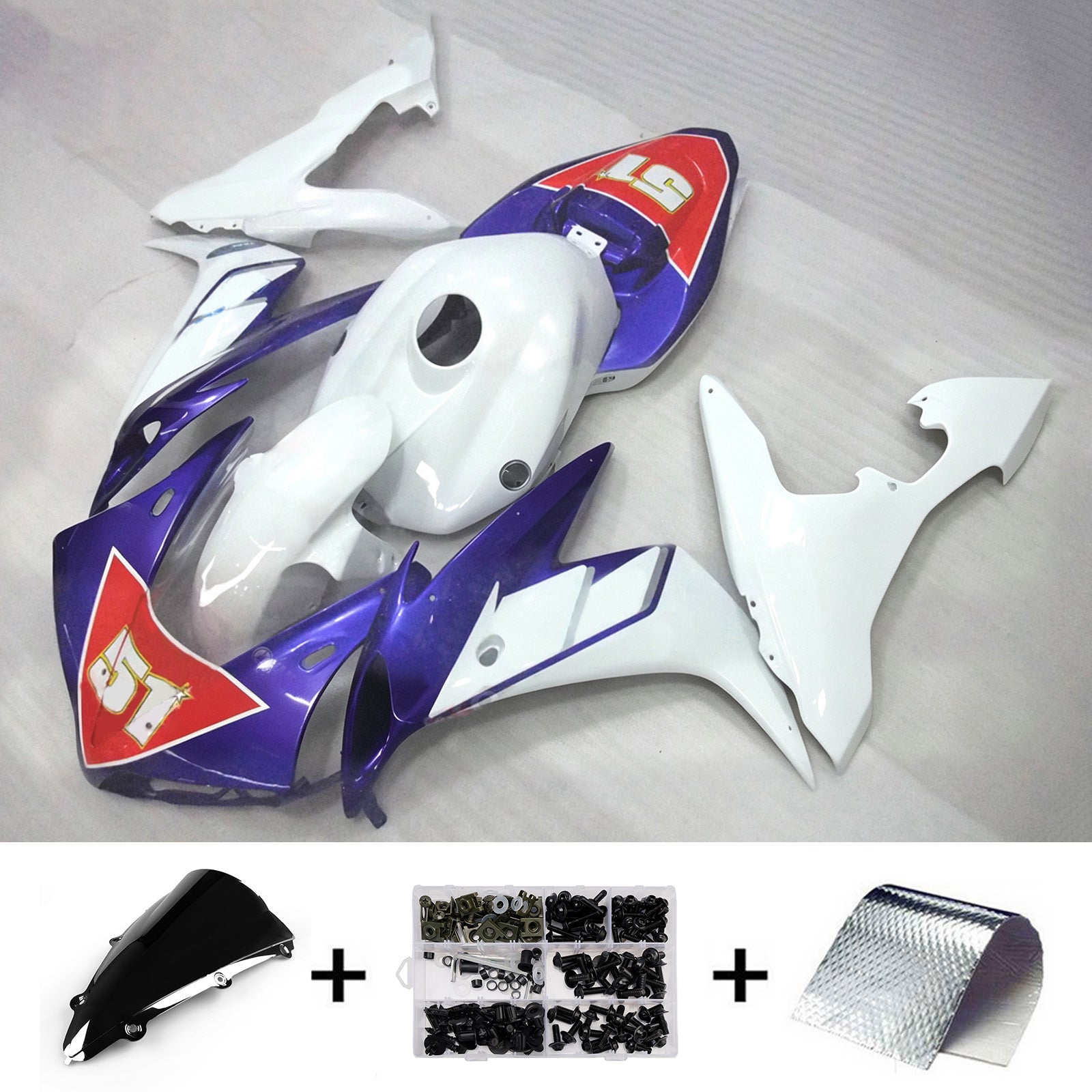 Amotopart 2004-2006 Yamaha YZF 1000 R1 Kit carena bianco viola rosso blu
