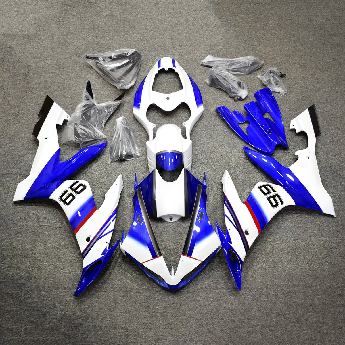 Amotopart 2004-2006 Yamaha YZF 1000 R1 White Blue  Fairing Kit