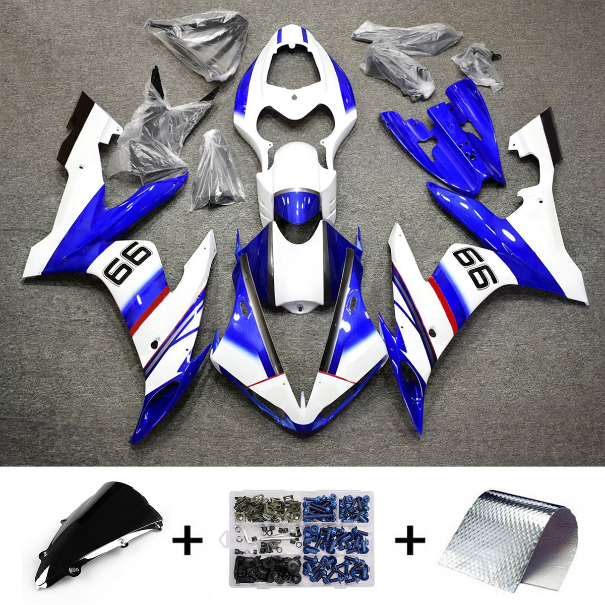 Amotopart 2004-2006 Yamaha YZF 1000 R1 White Blue  Fairing Kit