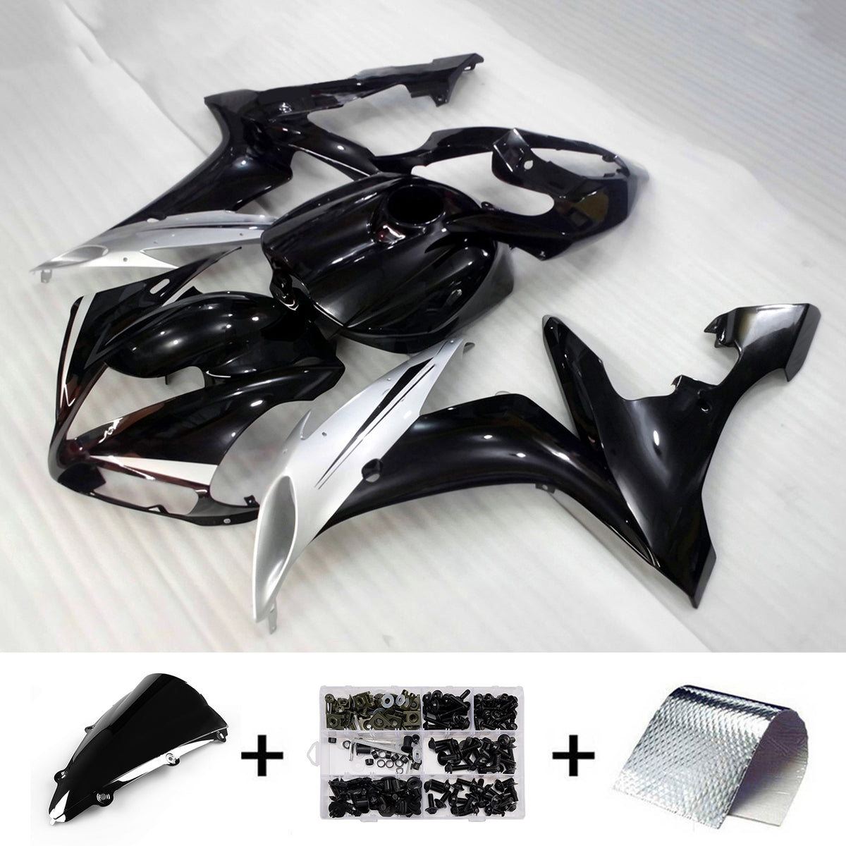 Amotopart 2004-2006 Yamaha YZF 1000 R1 Black Silver Fairing Kit