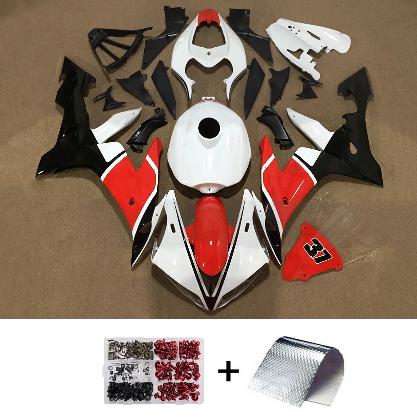 Amotopart 2004-2006 Yamaha YZF 1000 R1 Red White Black Fairing Kit