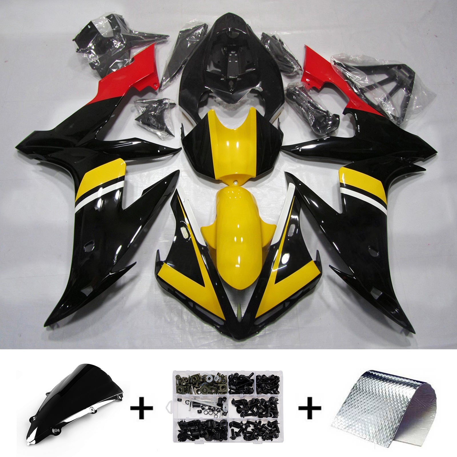 Amotopart 2004-2006 Yamaha YZF 1000 R1 Gul Grå Sort Fairing Kit