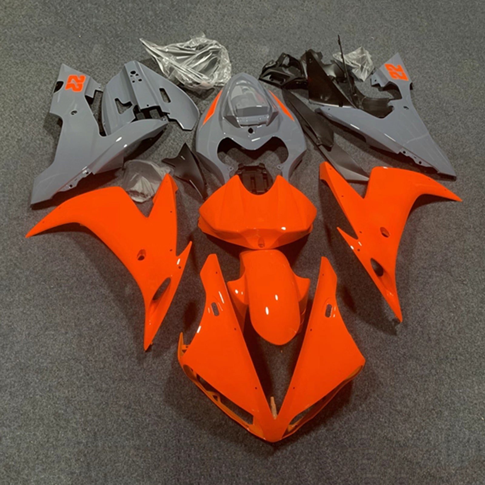 Amotopart 2004-2006 Yamaha YZF 1000 R1 Red Orange Grey Fairing Kit