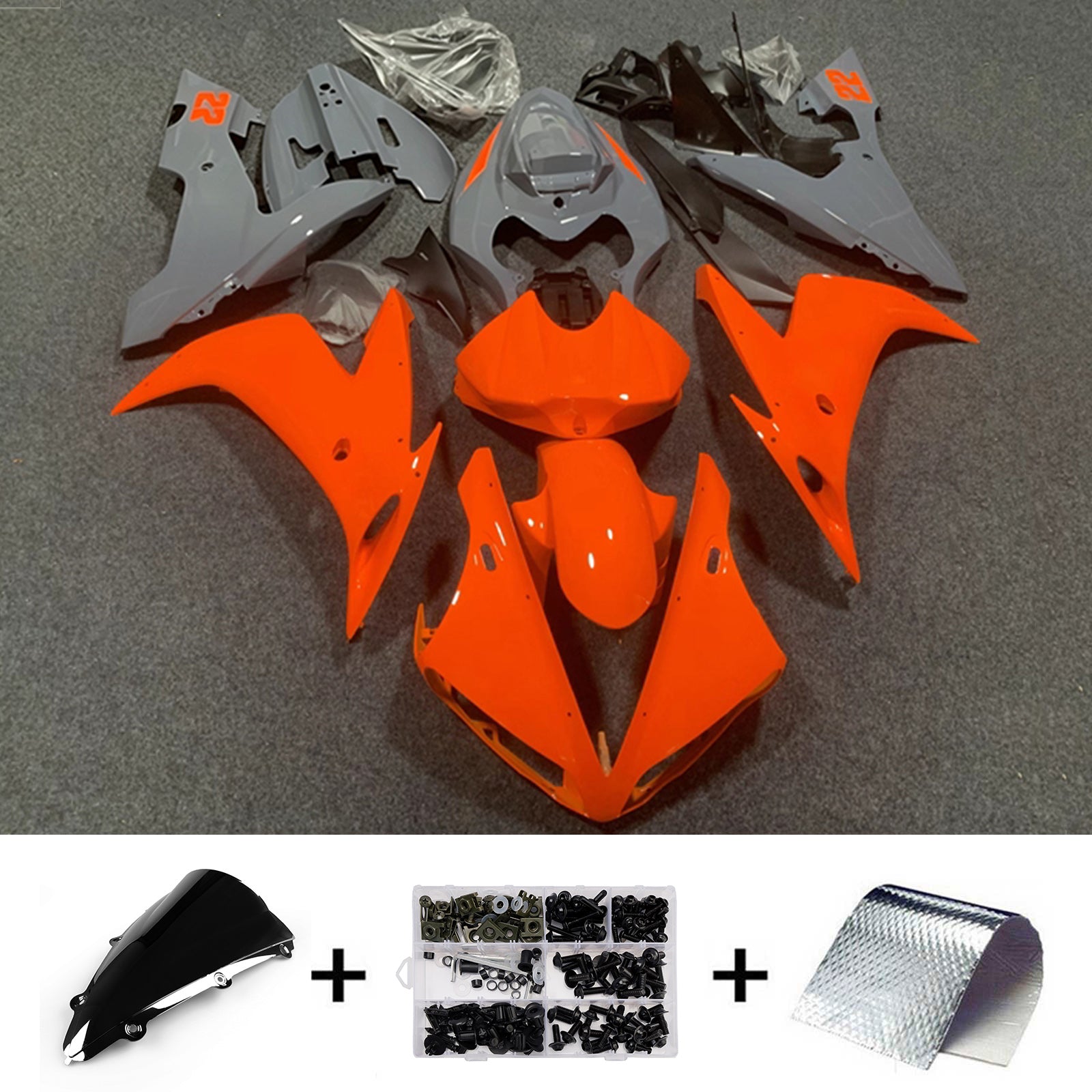 Amotopart 2004-2006 Yamaha YZF 1000 R1 Red Orange Grey Fairing Kit