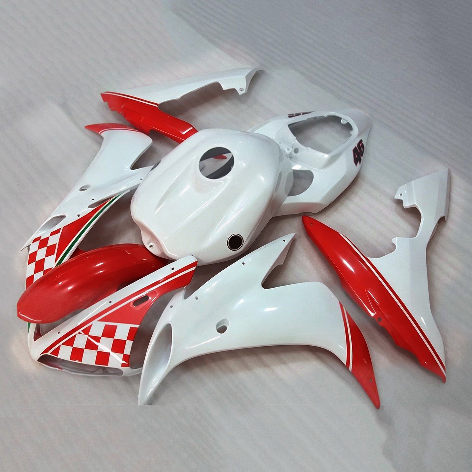 Amotopart 2004-2006 Yamaha YZF 1000 R1 Red  White Fairing Kit