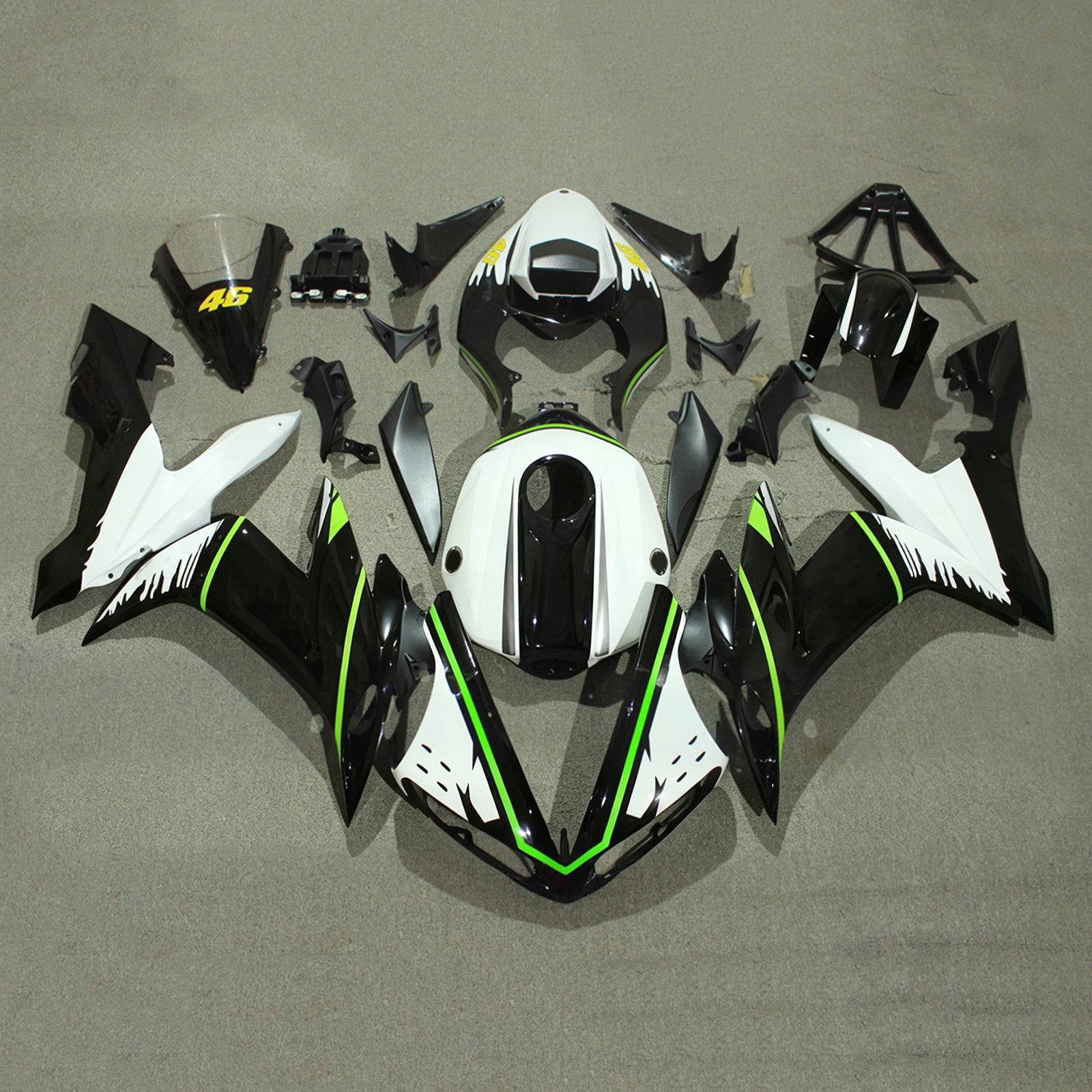 Amotopart 2004-2006 Yamaha YZF 1000 R1 Black Green Fairing Kit