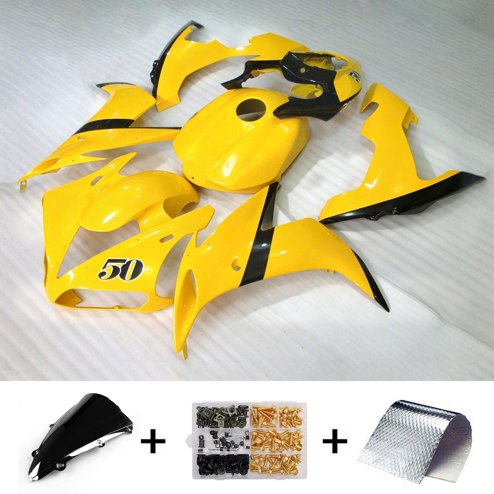 Amotopart 2004-2006 Yamaha YZF 1000 R1 Gold Black Fairing Kit