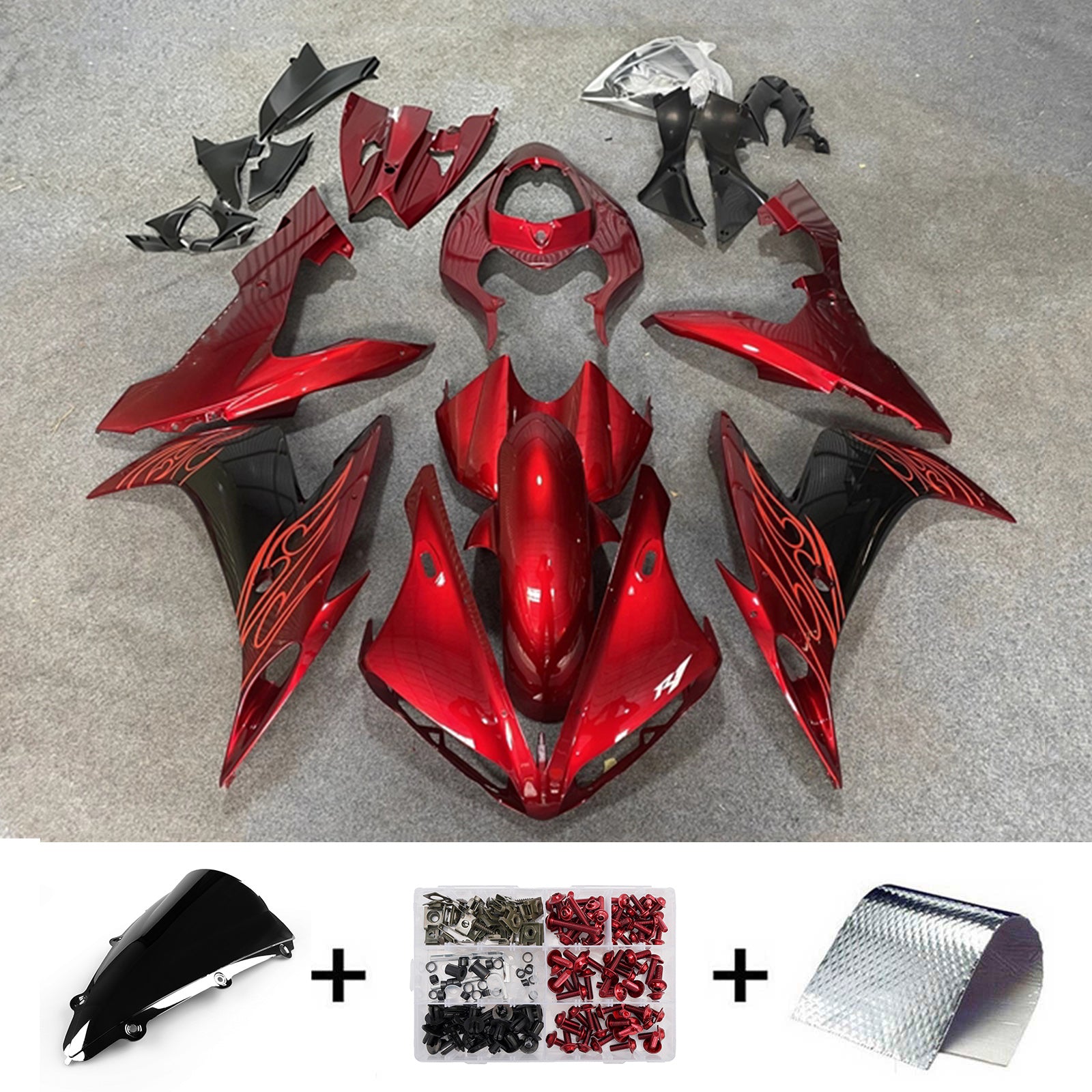 Amotopart 2004-2006 Yamaha YZF 1000 R1 Sort Rød Grå Fairing Kit