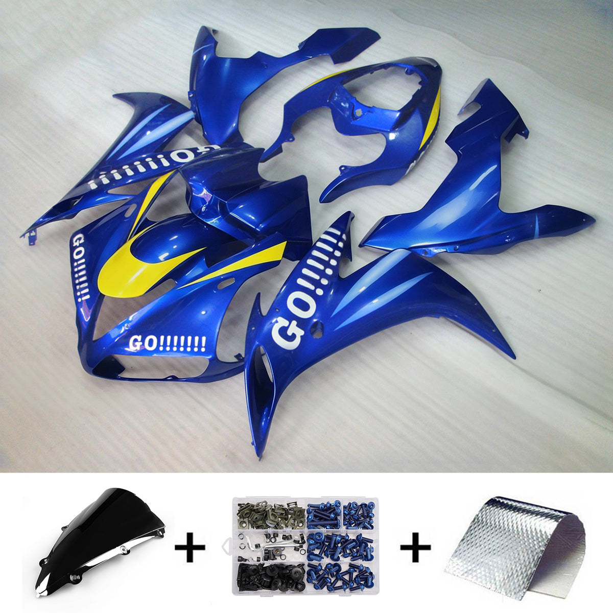 Amotopart 2004-2006 Yamaha YZF 1000 R1 Yellow Blue Fairing Kit