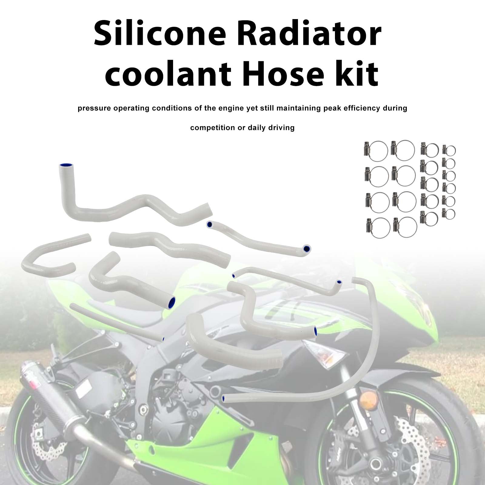 09-26 Kawasaki Ninja 636 ZX-6R Silikonová chladicí kapalina chladiče Sada hadic Bílá