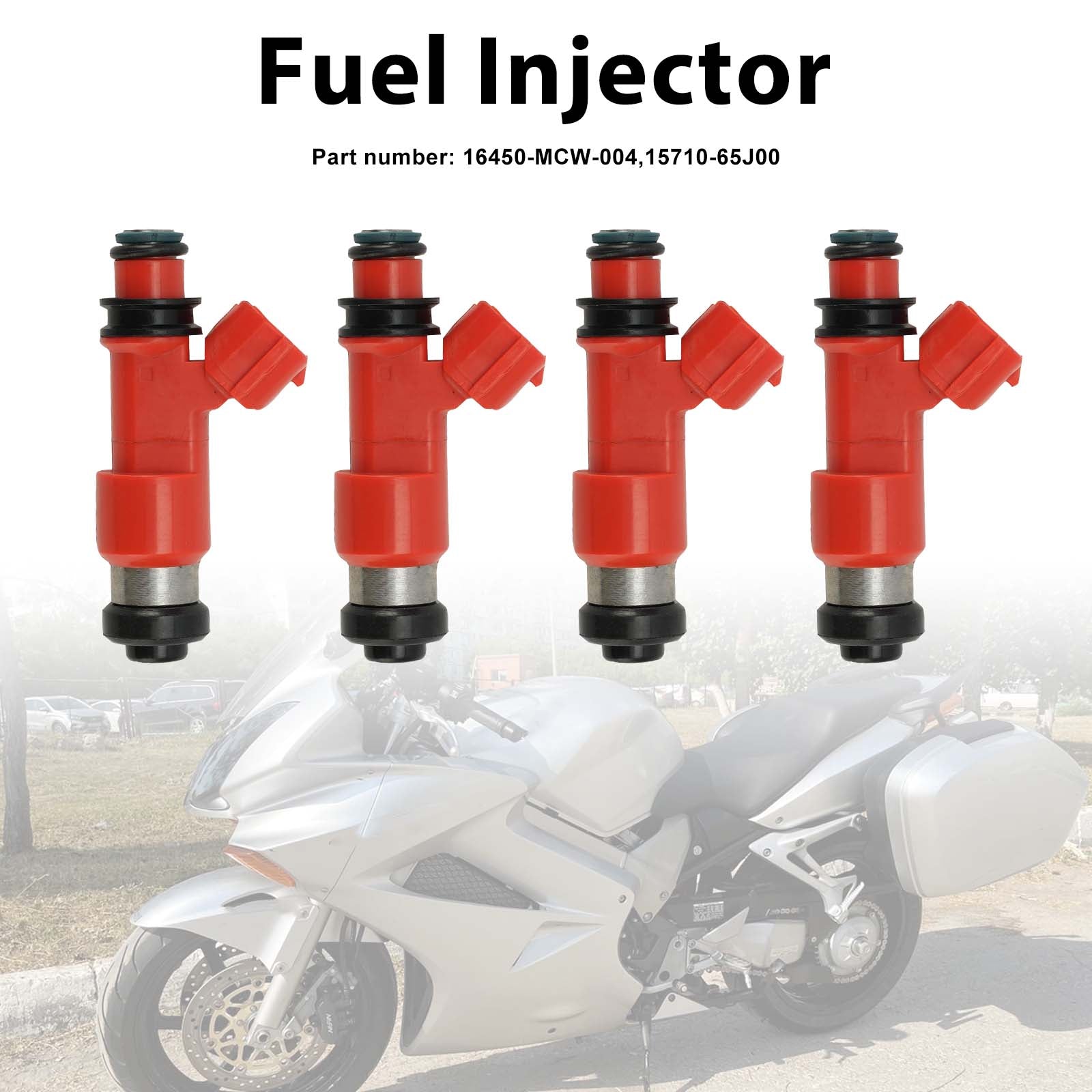 4PC 02-09 Honda VFR800 15710-65J00 Fuel Injectors 16450-MCW-004