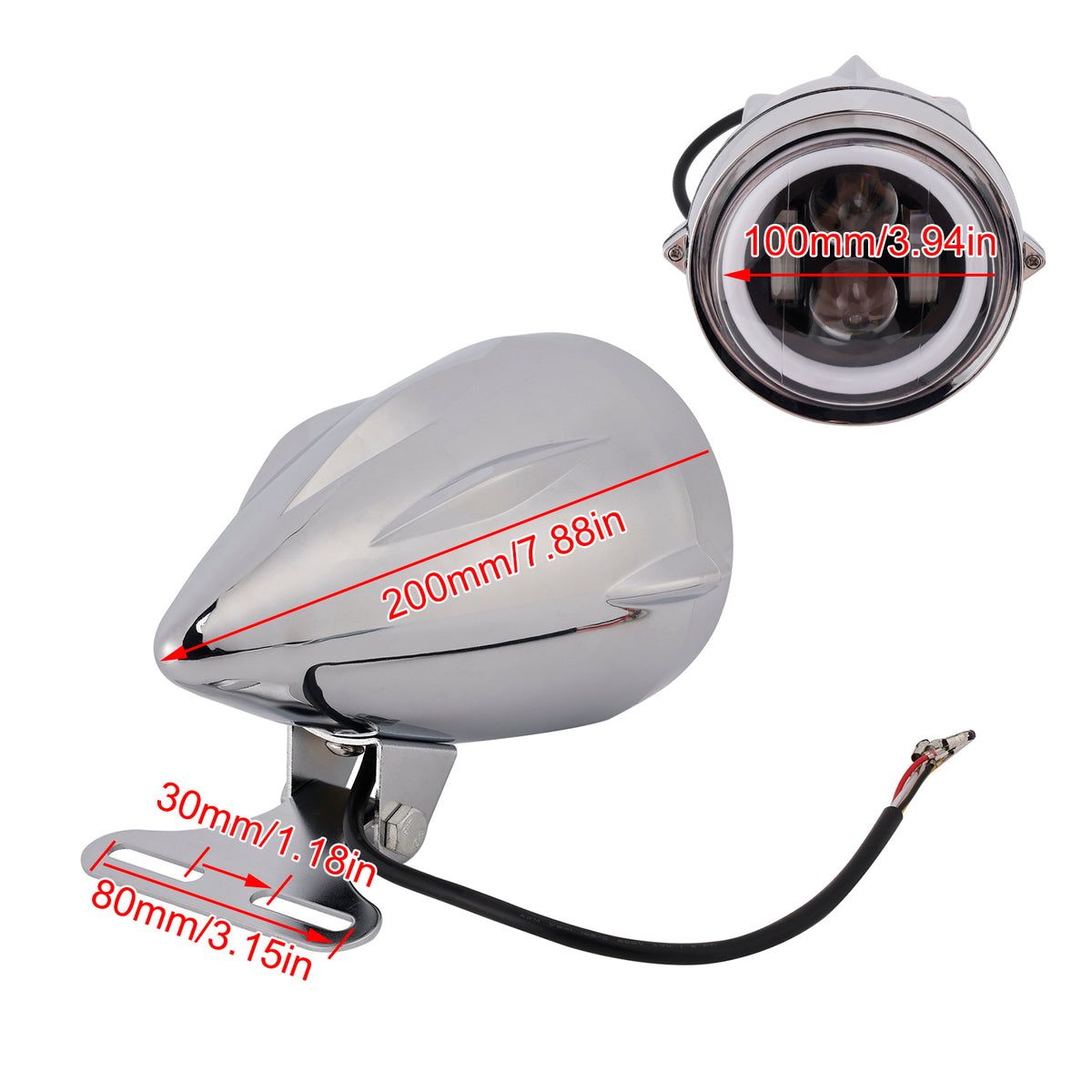 Racer Bobber High&Low Beam Headlight Beam Fog Lamp Custom 6000Lm