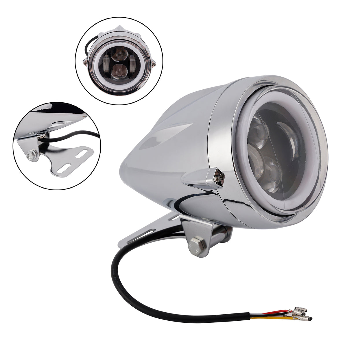 Racer Bobber High&Low Beam Headlight Beam Fog Lamp Custom 6000Lm