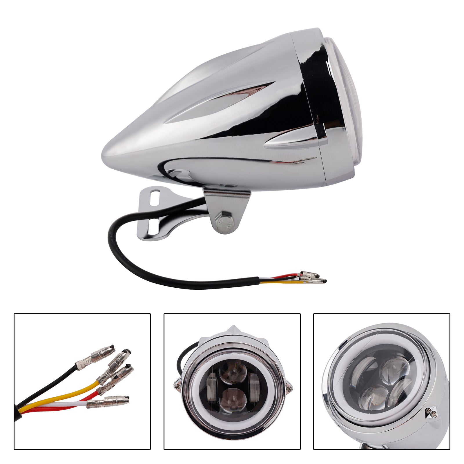 Racer Bobber High&Low Beam Headlight Beam Fog Lamp Custom 6000Lm