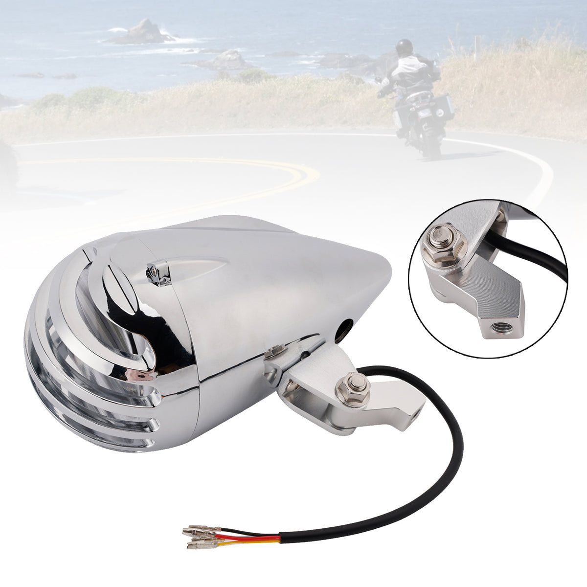 Racer Bobber High&Low Beam Headlight Beam Fog Lamp Custom 6000Lm