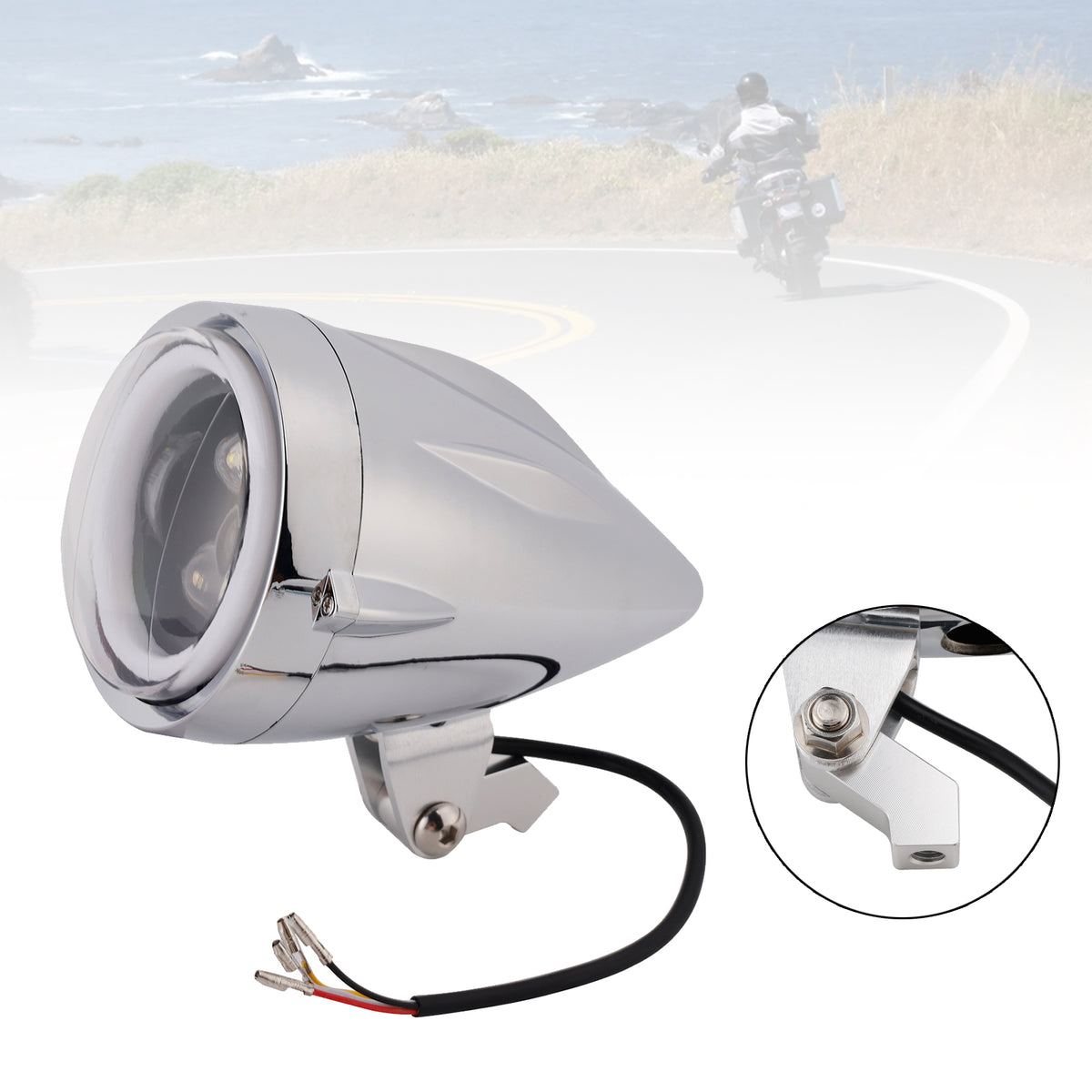 Racer Bobber High&Low Beam Headlight Beam Fog Lamp Custom 6000Lm