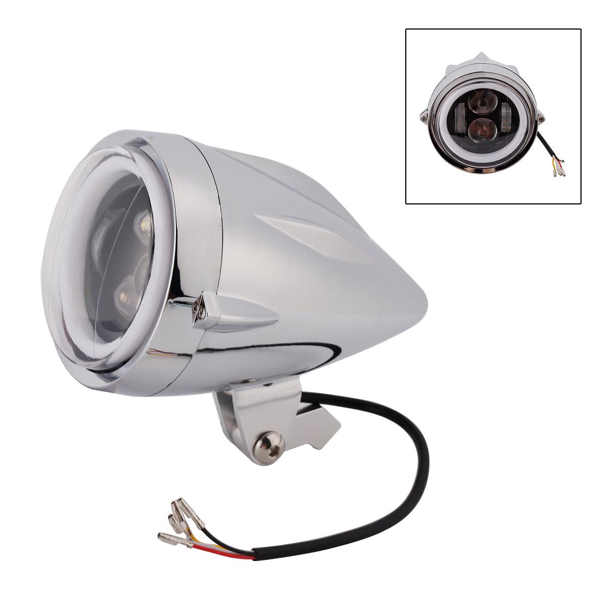 Racer Bobber High&Low Beam Headlight Beam Fog Lamp Custom 6000Lm