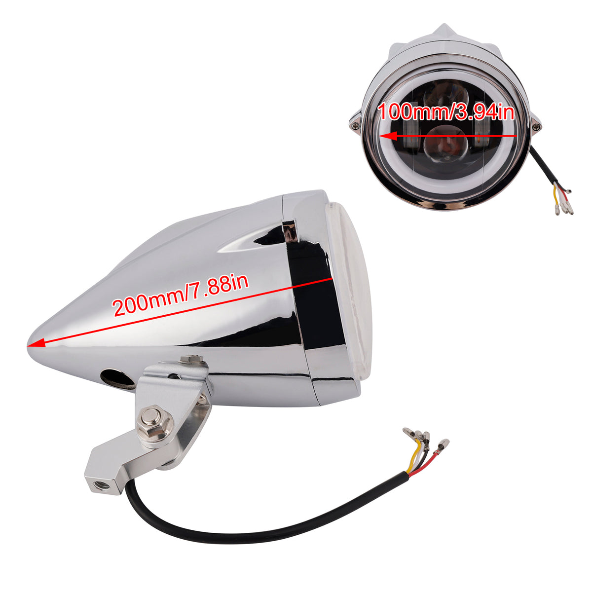 Racer Bobber High&Low Beam Headlight Beam Fog Lamp Custom 6000Lm