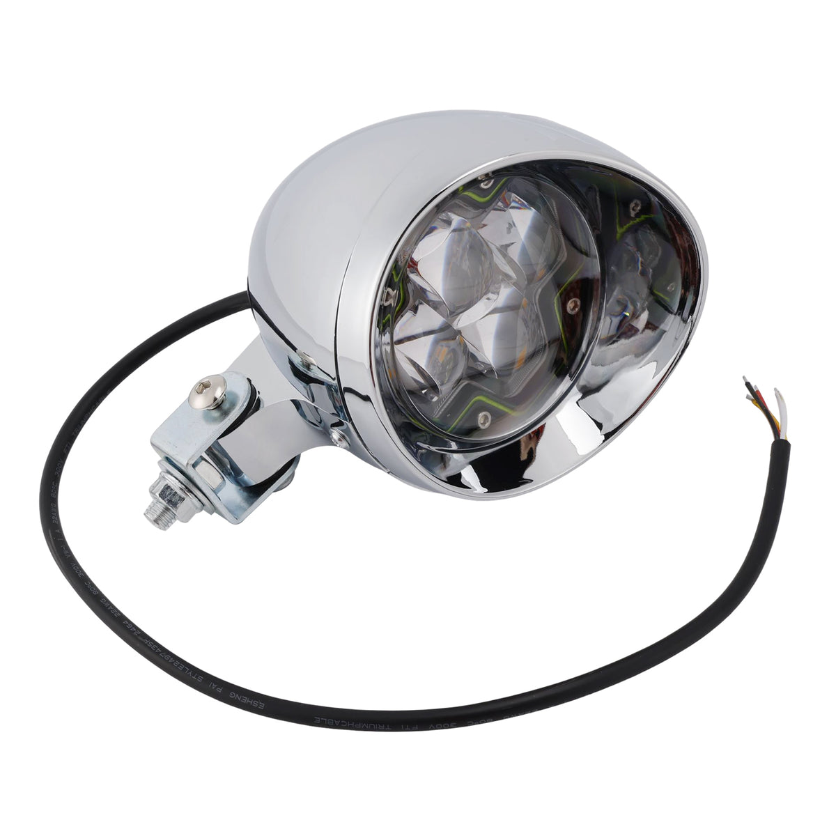 Racer Bobber Chopper Motorcycle Beam Headlight Fog Lamp Custom Chrome