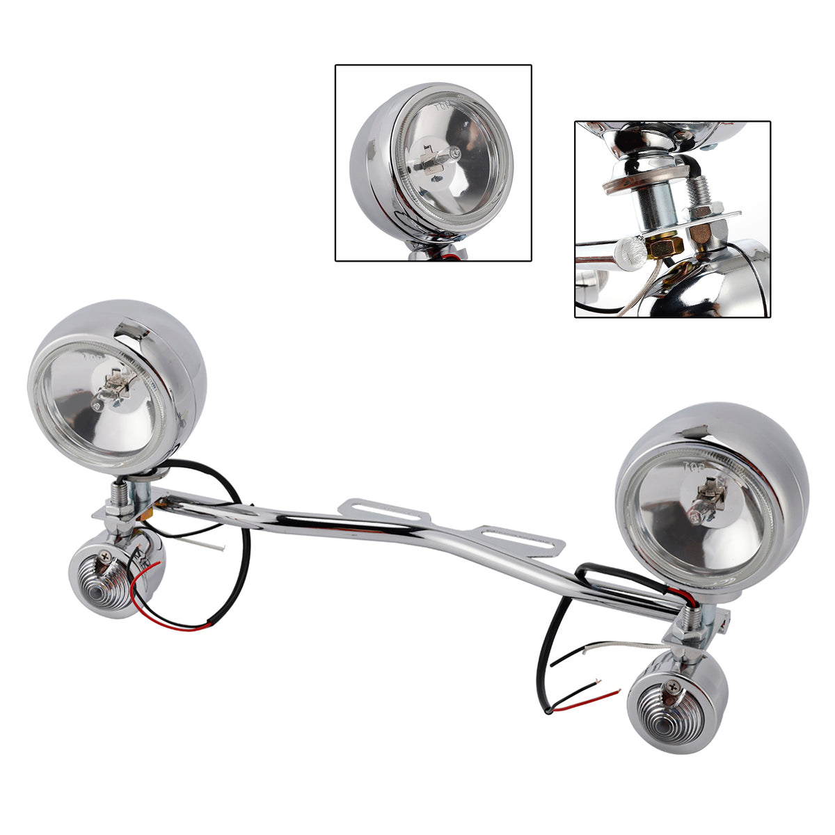 Racer Bobber Chopper motorfiets Beam mistlamp aangepast chroom met beugel