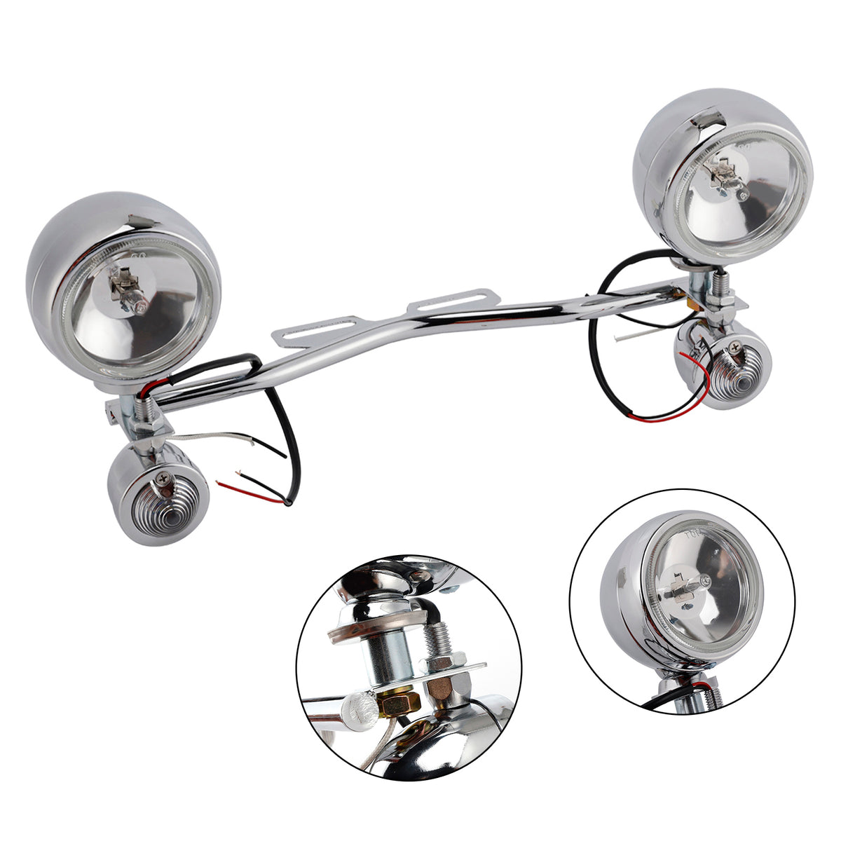 Racer Bobber Chopper motorfiets Beam mistlamp aangepast chroom met beugel