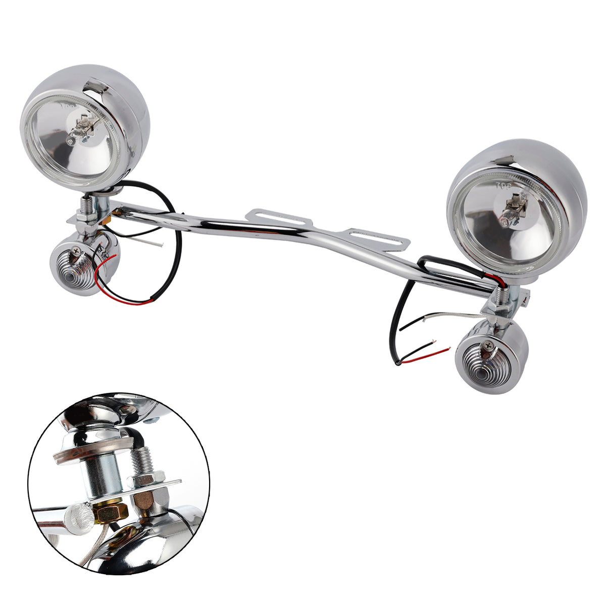 Racer Bobber Chopper motorfiets Beam mistlamp aangepast chroom met beugel