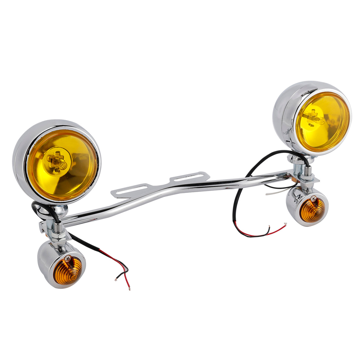Racer Bobber Chopper Farol de neblina para motocicleta com feixe personalizado cromado com suporte