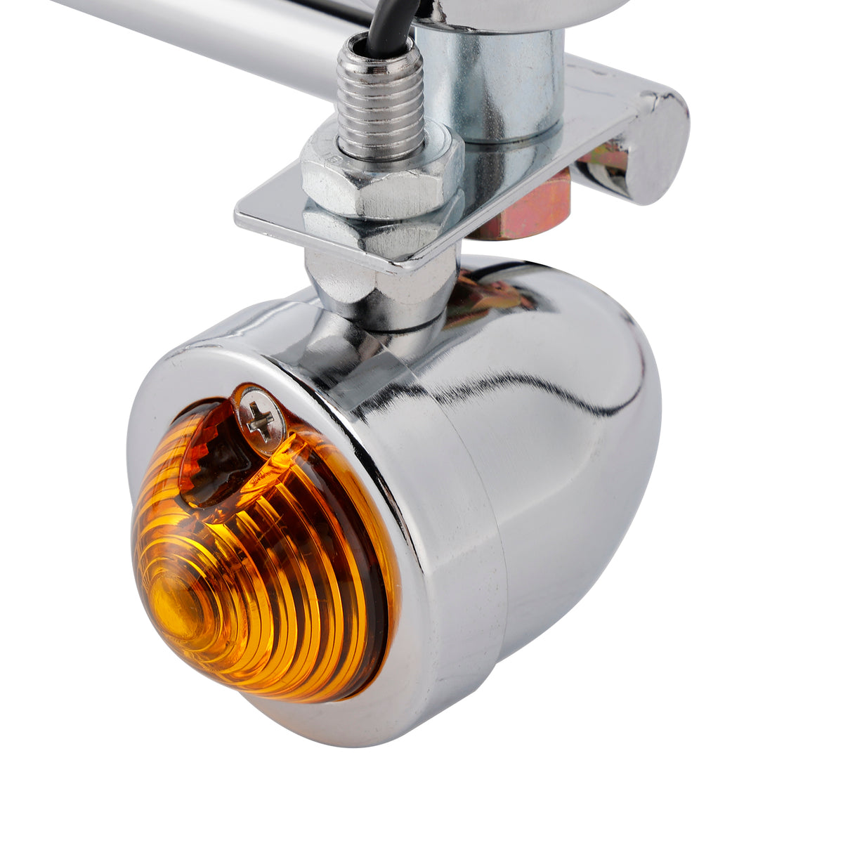 Racer Bobber Chopper Farol de neblina para motocicleta com feixe personalizado cromado com suporte
