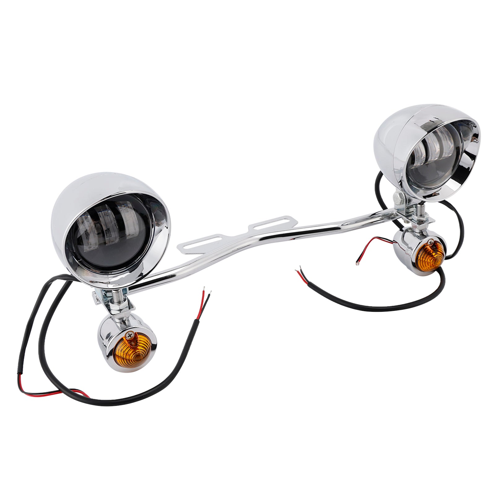 Racer Bobber Chopper Motorcycle Beam Fog Lamp Custom Chrome W/ Bracket Led