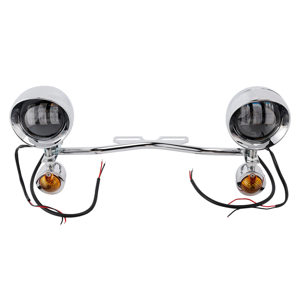 Racer Bobber Chopper Motorcycle Beam Fog Lamp Custom Chrome W/ Bracket Led