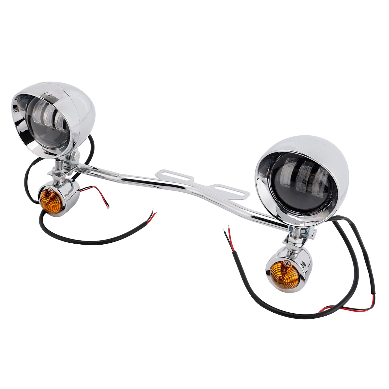Racer Bobber Chopper Motorcycle Beam Fog Lamp Custom Chrome W/ Bracket Led