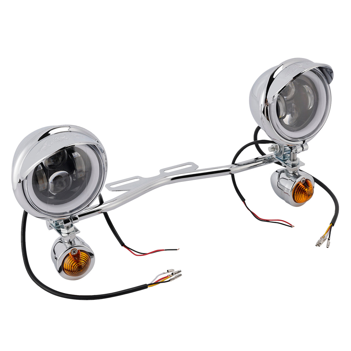 Racer Bobber Chopper Motorcycle Beam Fog Lamp Custom Chrome W/ Bracket