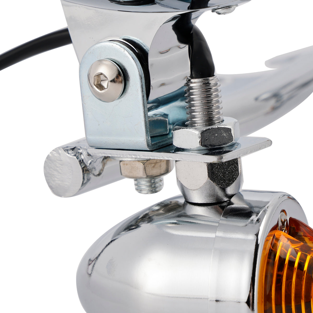 Racer Bobber Chopper Motorcycle Beam Fog Lamp Custom Chrome W/ Bracket