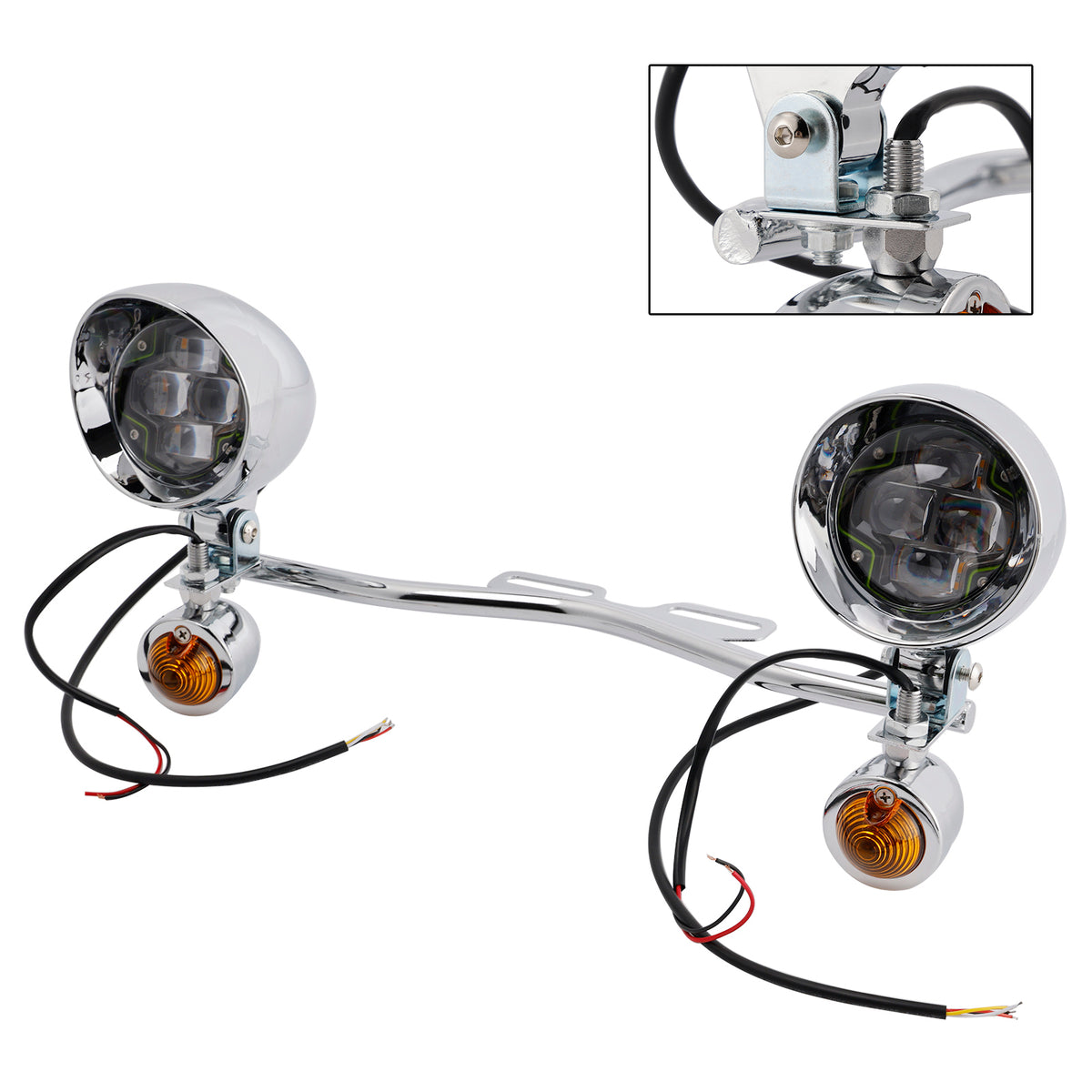 Racer Bobber Chopper Motorcycle Beam Fog Lamp Custom Chrome W/ Bracket