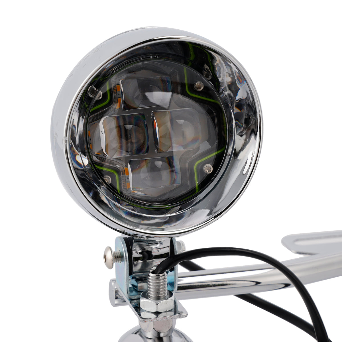 Racer Bobber Chopper Motorcycle Beam Fog Lamp Custom Chrome W/ Bracket