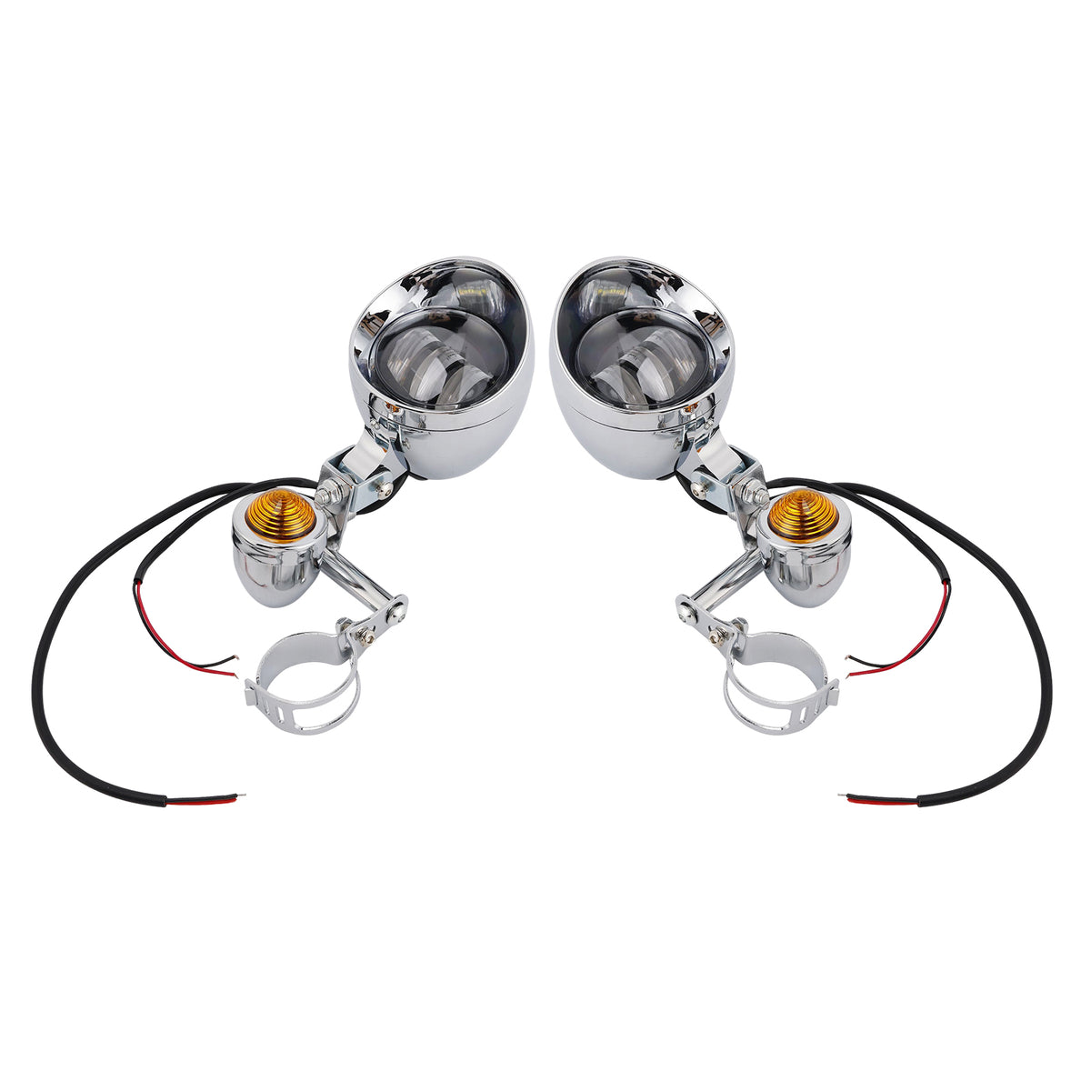 Racer Bobber Chopper Motorcycle Beam Fog Lamp Custom Chrome W/ Bracket