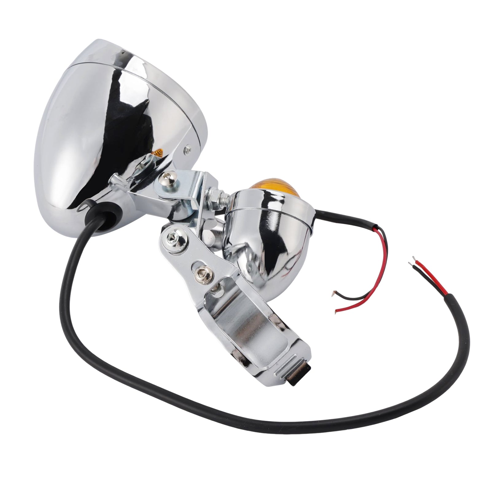 Racer Bobber Chopper Motorcycle Beam Fog Lamp Custom Chrome W/ Bracket