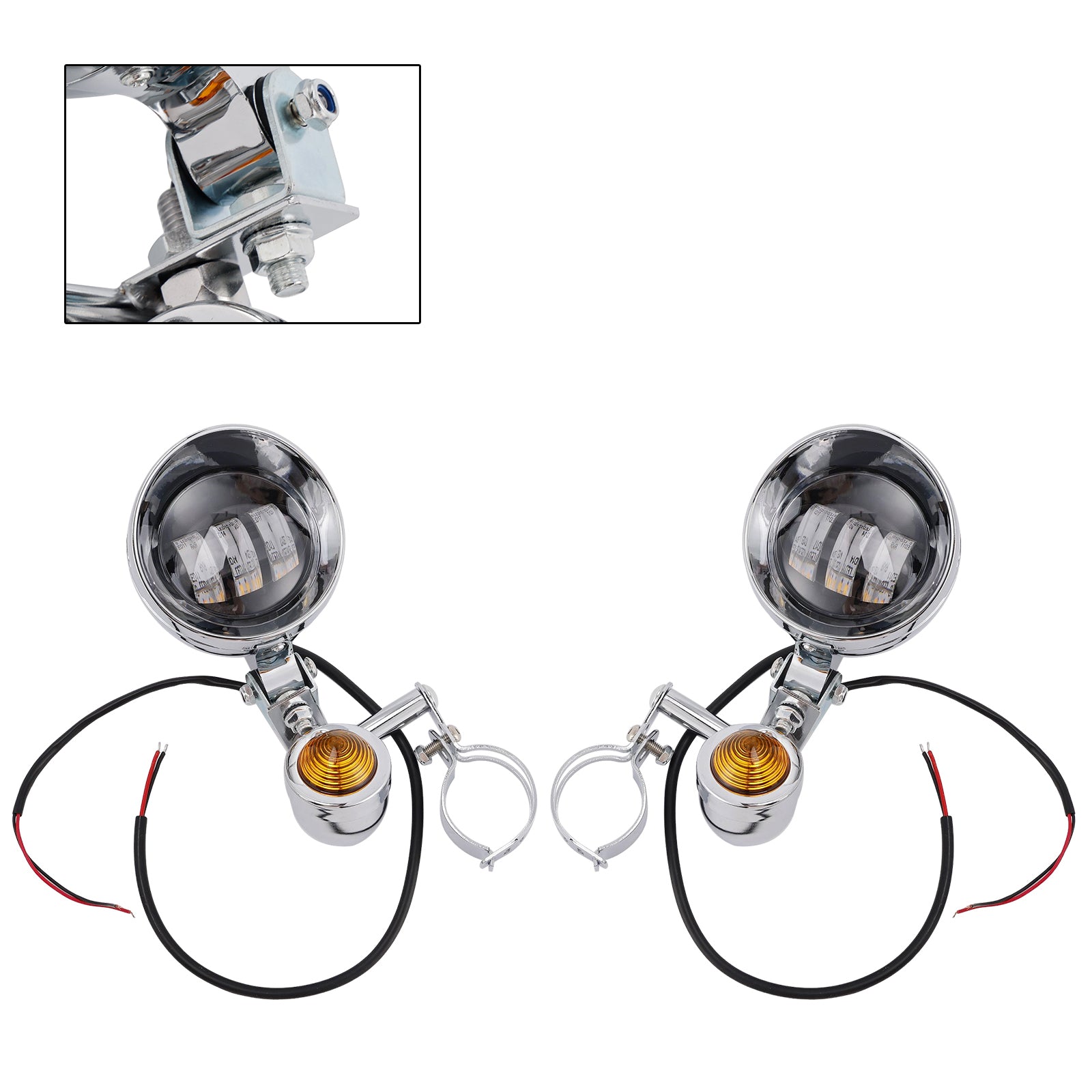 Racer Bobber Chopper Motorcycle Beam Fog Lamp Custom Chrome W/ Bracket