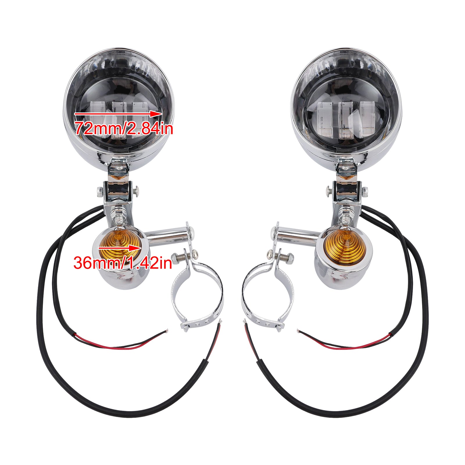 Racer Bobber Chopper Motorcycle Beam Fog Lamp Custom Chrome W/ Bracket