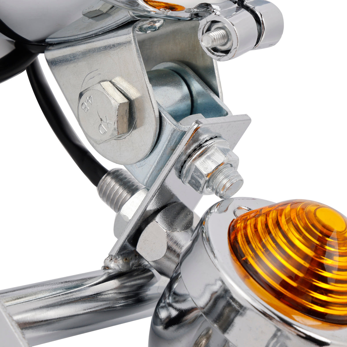 Racer Bobber Chopper Farol de neblina para motocicleta com feixe personalizado cromado com suporte