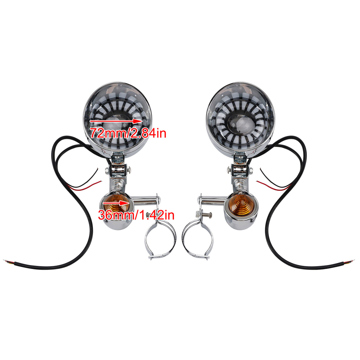 Racer Bobber Chopper Motorcycle Beam Fog Lamp Custom Chrome W/ Bracket