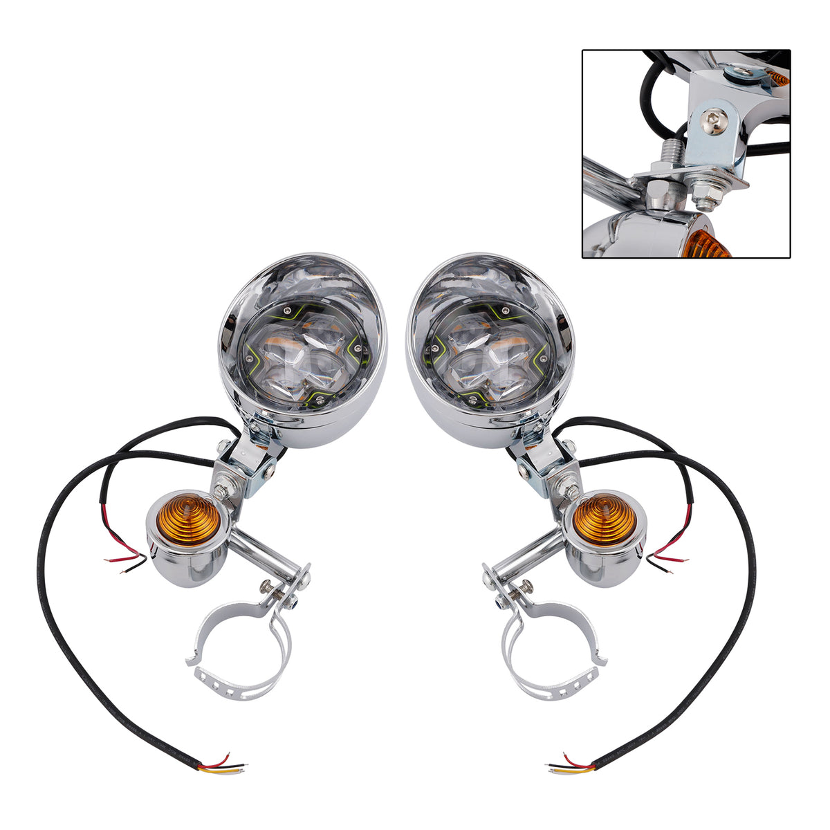 Racer Bobber Chopper Motocyklová mlhová lampa Custom Chrome W/ Bracket