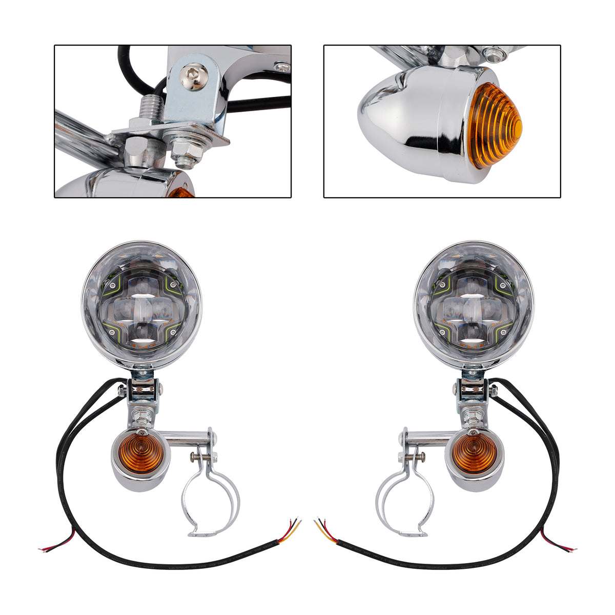 Racer Bobber Chopper Motocyklová mlhová lampa Custom Chrome W/ Bracket