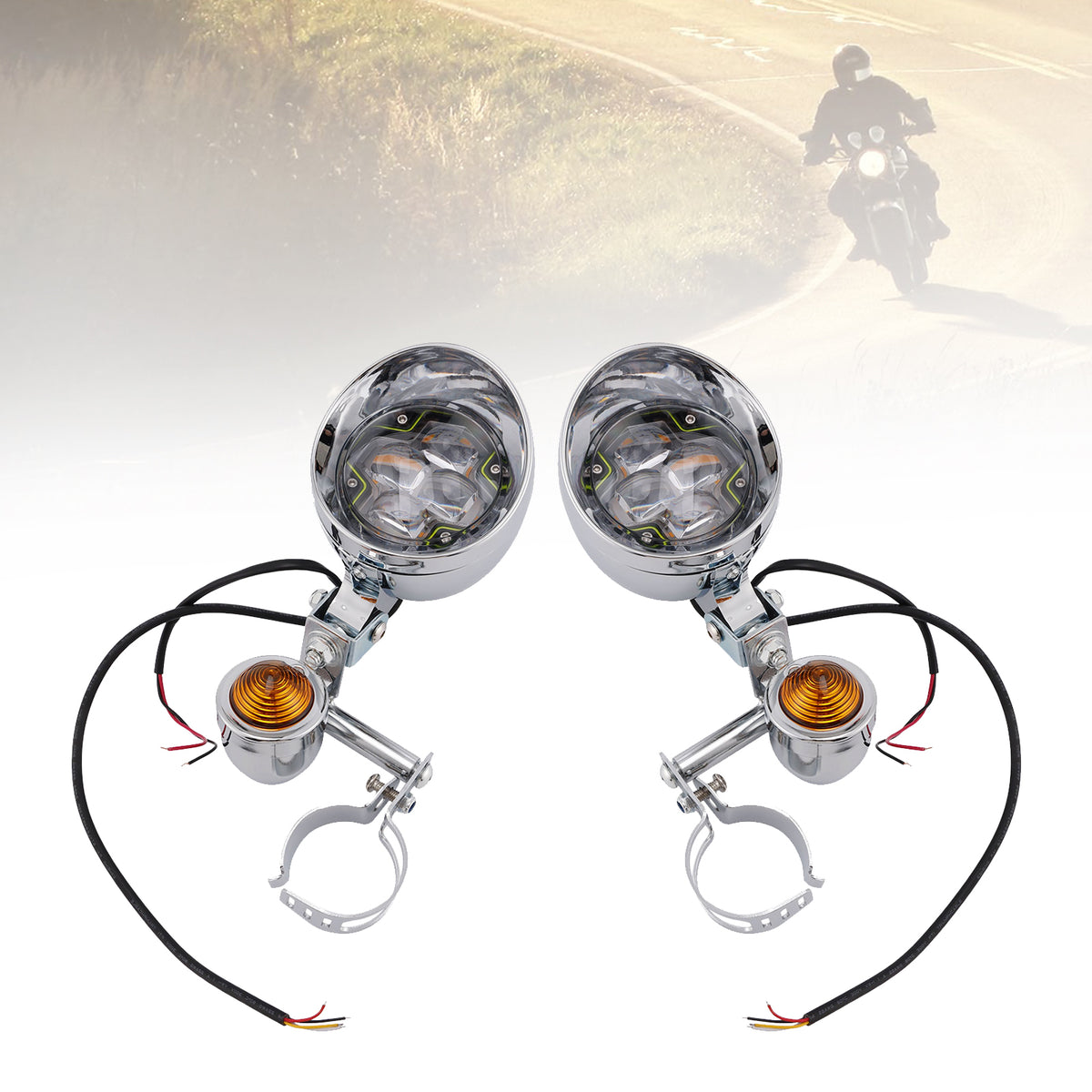 Racer Bobber Chopper Motocyklová mlhová lampa Custom Chrome W/ Bracket