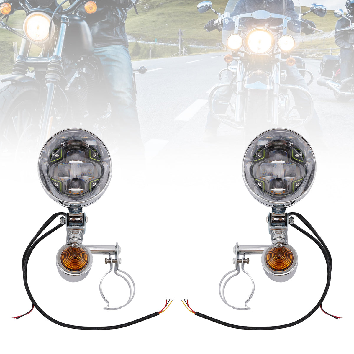 Racer Bobber Chopper Motocyklová mlhová lampa Custom Chrome W/ Bracket