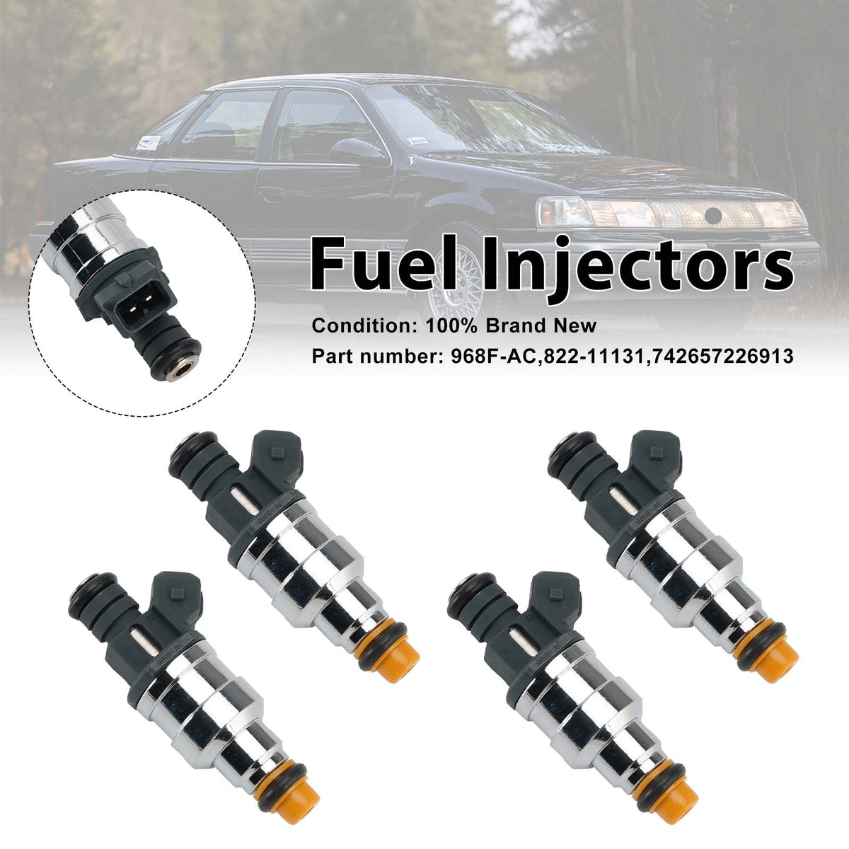 4PC Mercury Ford 2.0 742657226913 Fuel Injectors 968F-AC 822-11131
