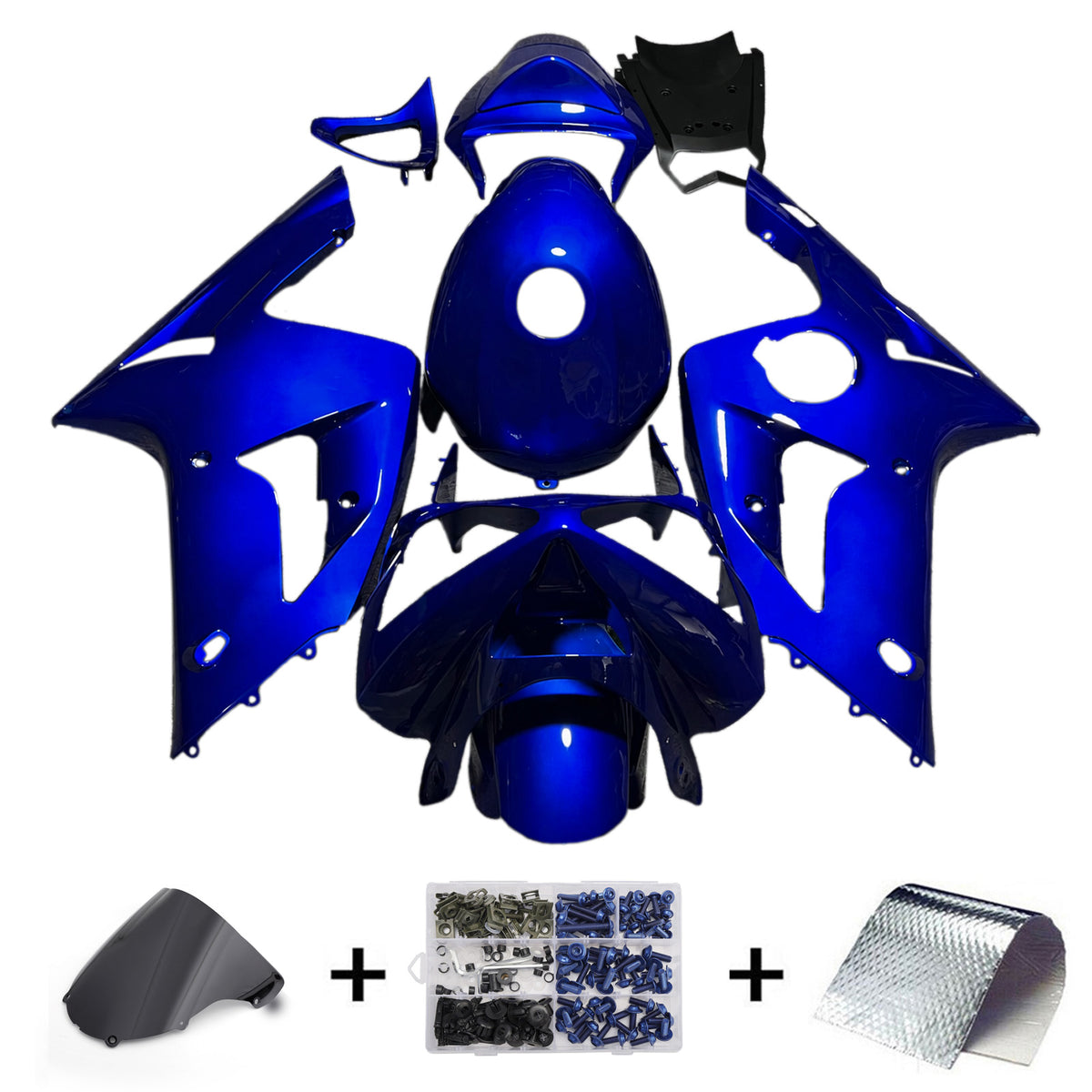 Amotopart 2003–2004 Kawasaki ZX6R 636 blaues Verkleidungsset