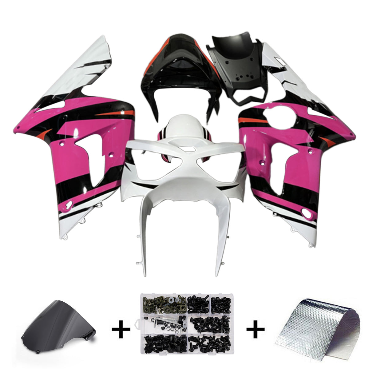 Amotopart 2003-2004 Kawasaki ZX6R 636 roze wit zwart kuipset