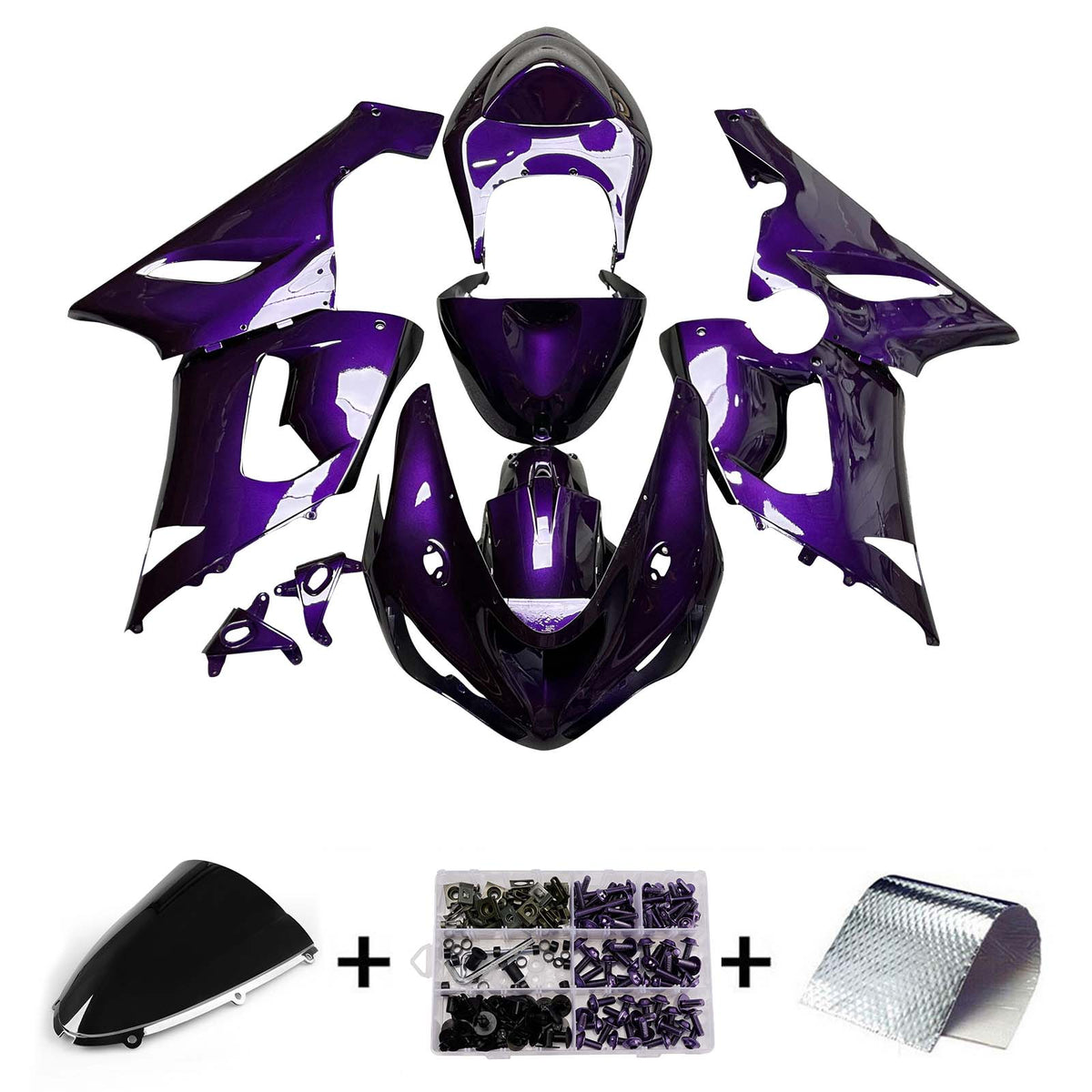 Amotopart 2005-2006 Kawasaki ZX6R 636 Purple Black Fairing Kit
